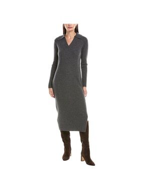 BNWT The Cashmere Project Womens
Ribbed Polo Cashmere Dress - Chalkboard Heather